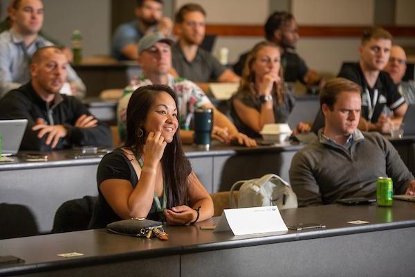 Students listen during a class